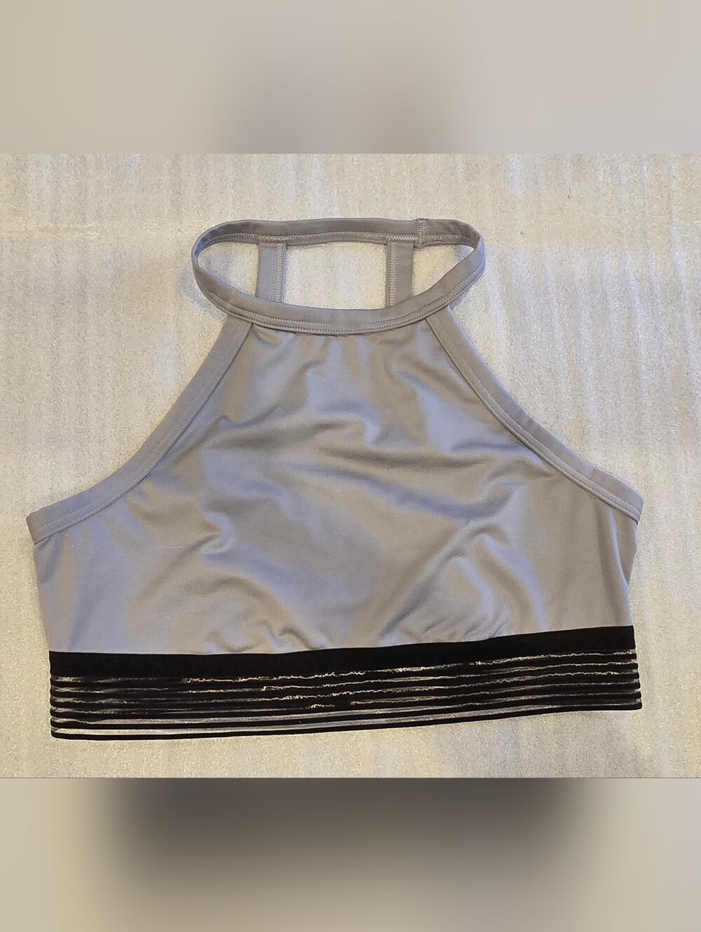 Victoria Sport - Grey Halter Bralette with Contrast Band